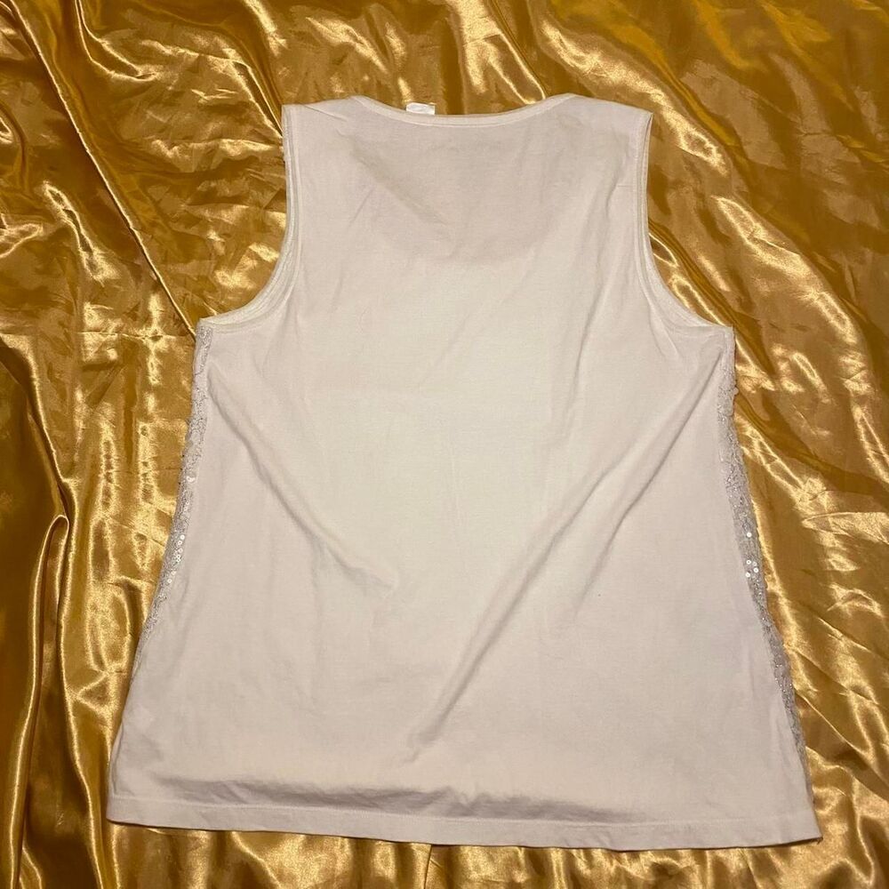 Chico’s White Sequin Lace Tank Top - Picture 4 of 5